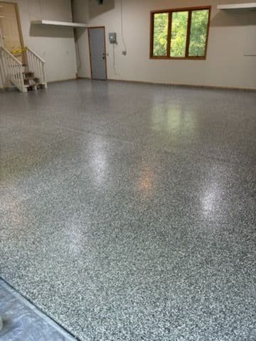 Garage Transformation with Flaked Epoxy in Maple Grove